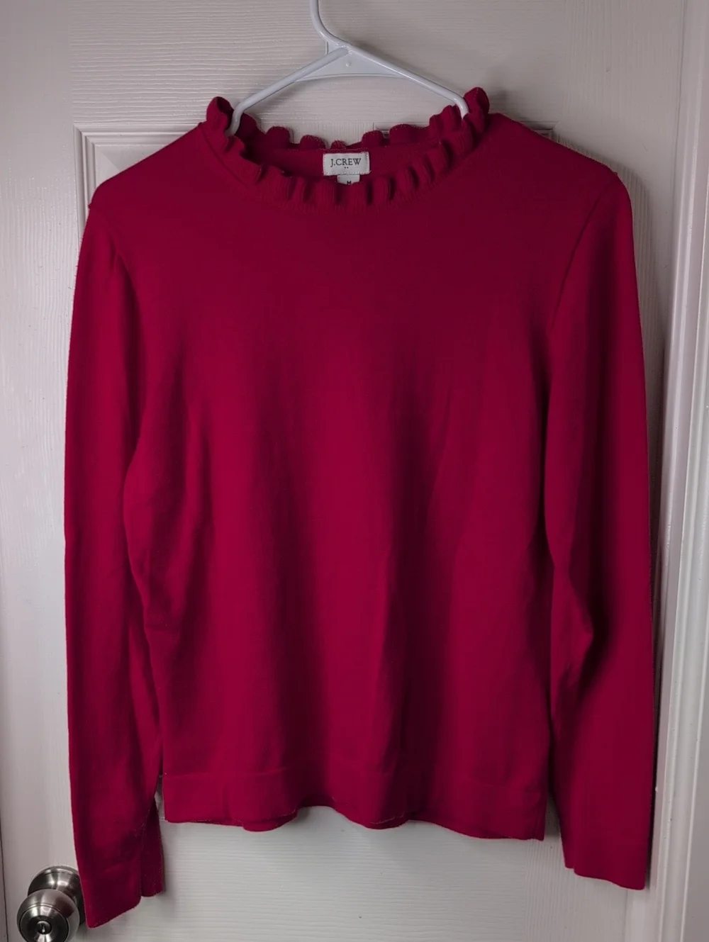 J. Crew 100% Cotton Bright Red Knit Sweater Size M